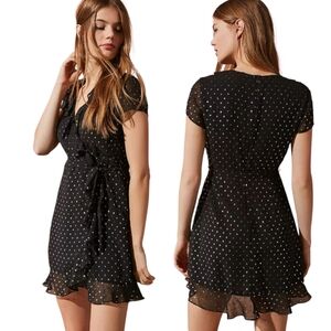 BARDOT🔖NWT! Black Foil Spotty Mini Dress - Size 8